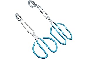 Set of 2 Premium Stainless Steel Scissor Style Hot Dog Tongs Grilling Tongs