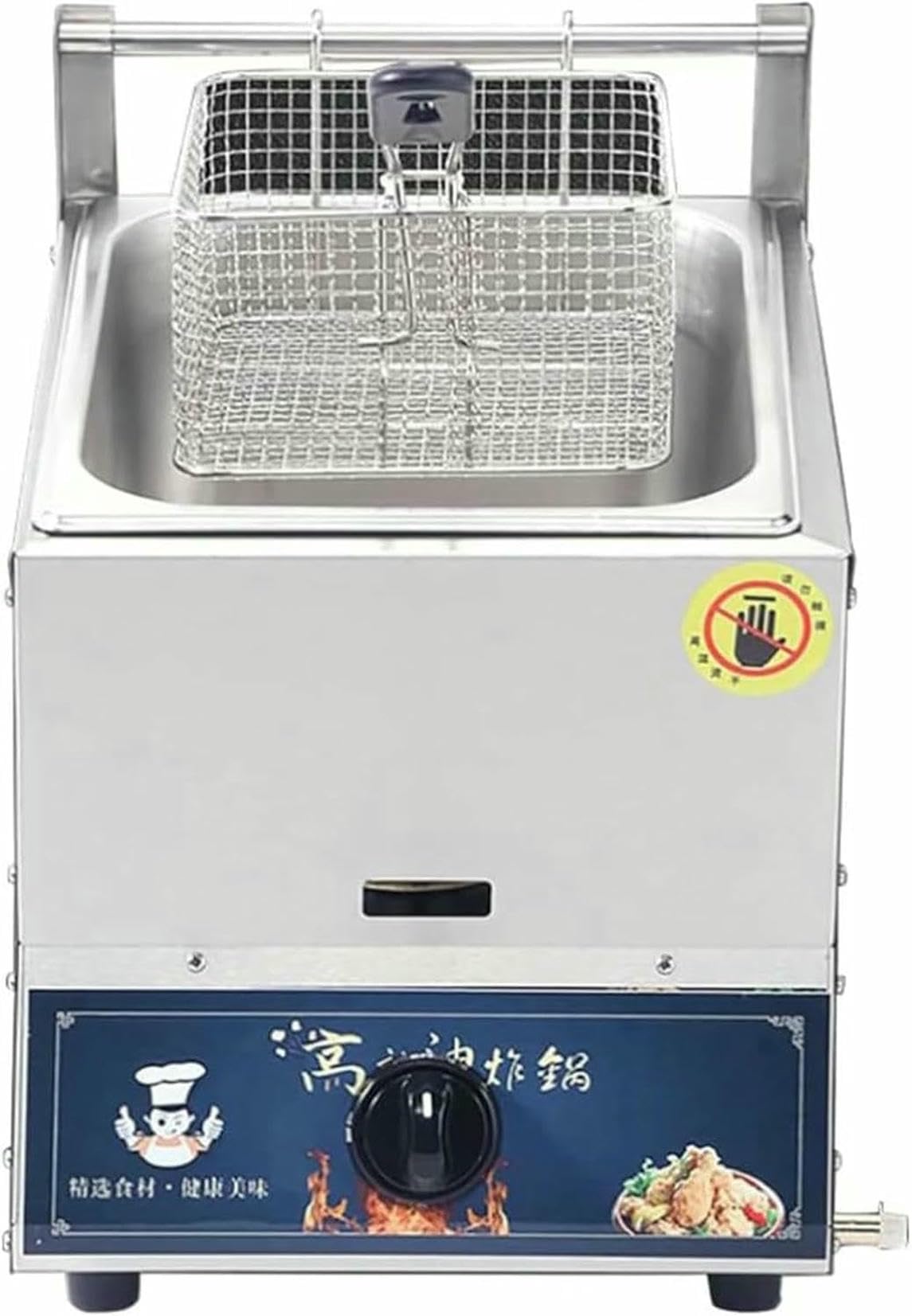 Friteuse à gaz professionnelle 10L 20L friteuse commerciale inox avec panier pour frites poulet