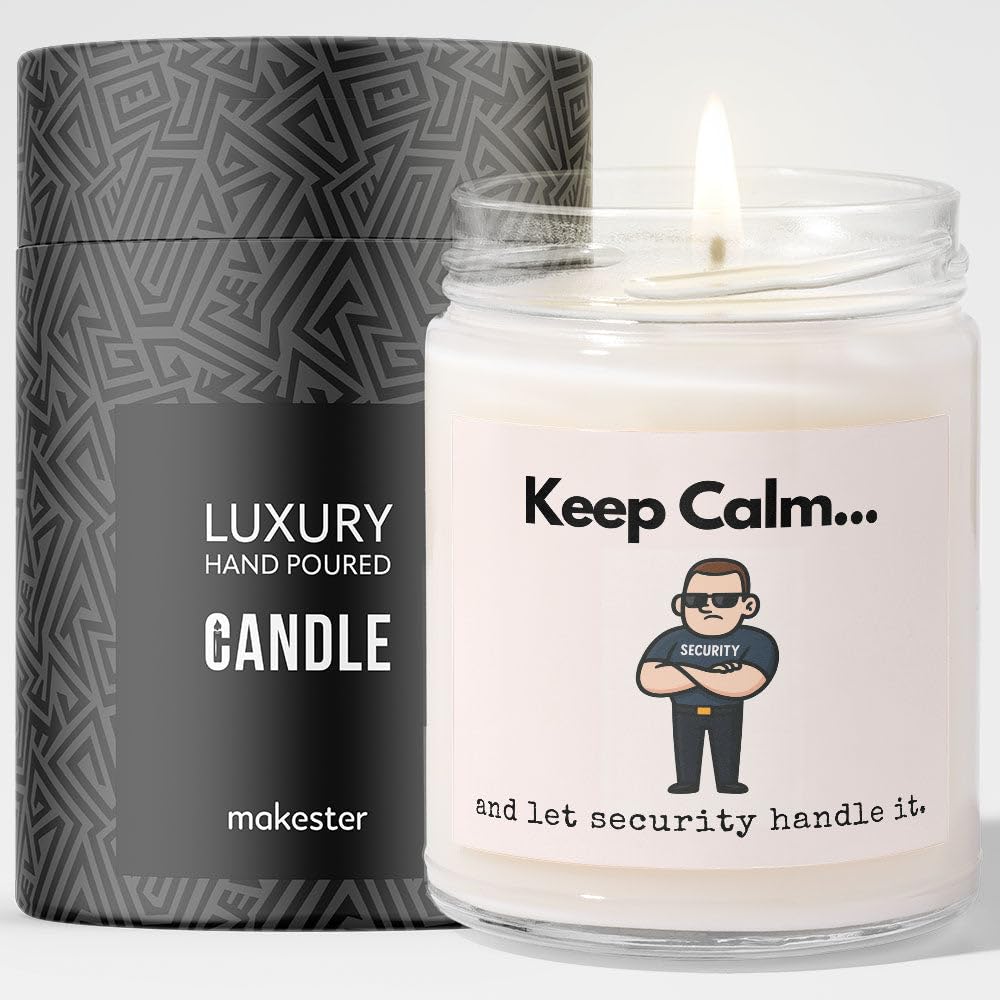Security Guard Gifts - Luxury Soy Wax Candle - Vanilla, Jasmine, Sugared Almond - Makester — image 1