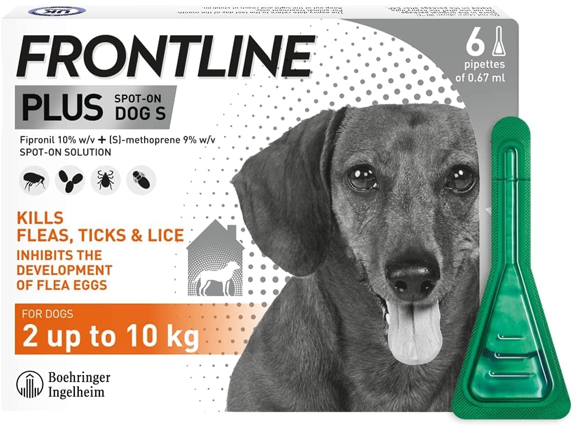 Pet BazaarFRONTLINE Plus Flea & Tick Treatment for Small Dogs (2-10 kg) - 6 Pipettes, Flea And Tick Treatment For Dogs