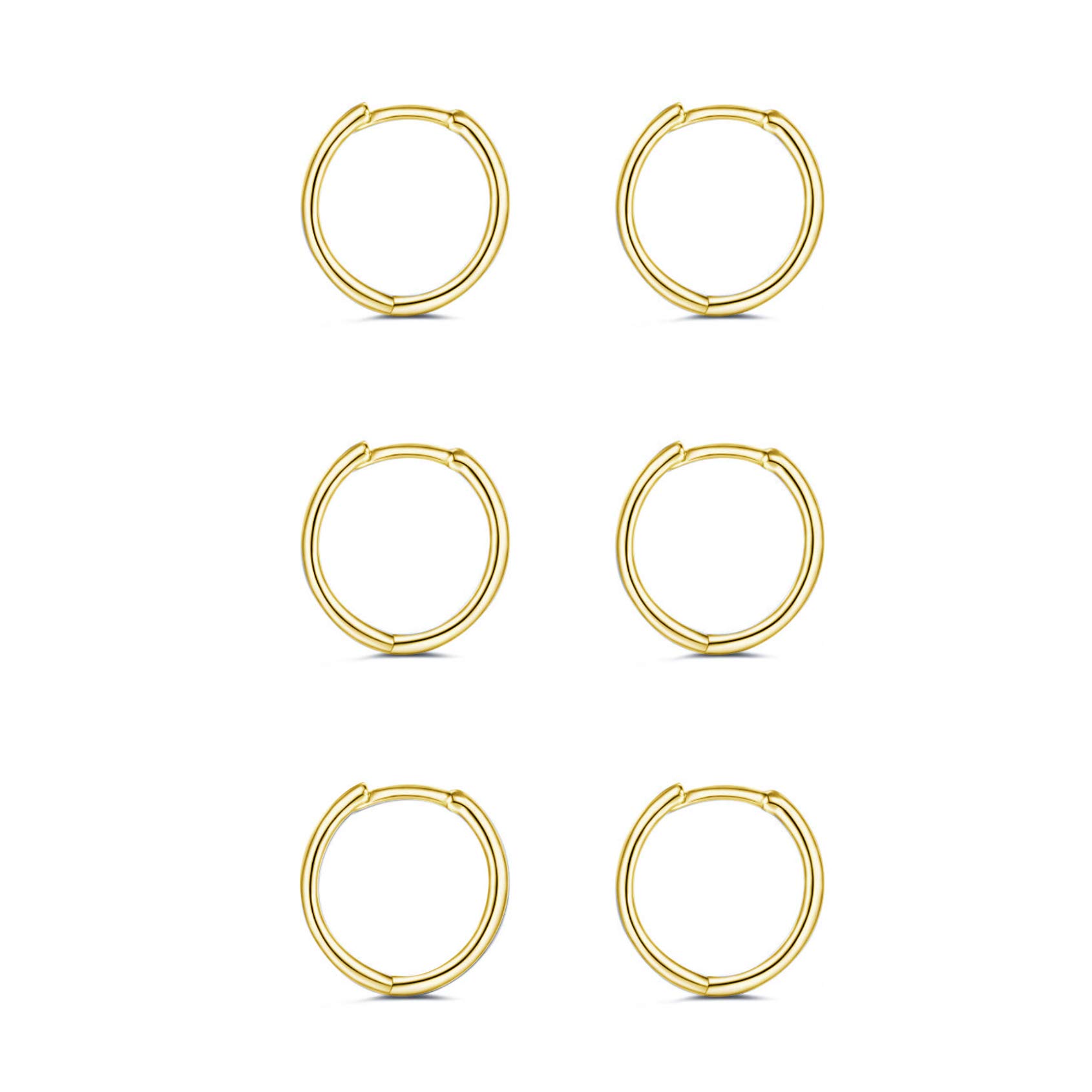 925 Sterling Silver Small Hoop Earrings Set - 14K White Gold Plated Silver Hoop Earrings | Tiny Endless Huggie Hoop Earring Cartilage Earrings for Women