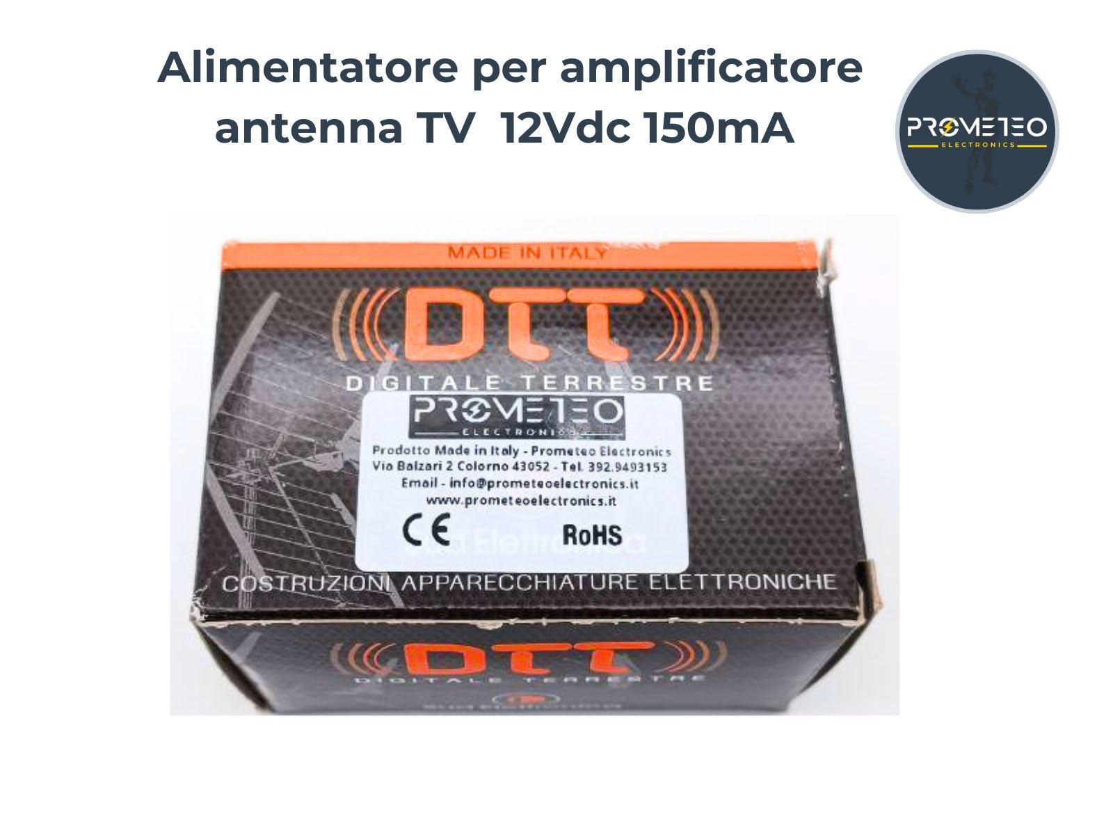 Alimentatore per amplificatore antenna TV 12Vdc 150mA 2 uscite con spina Led - modello ALX122