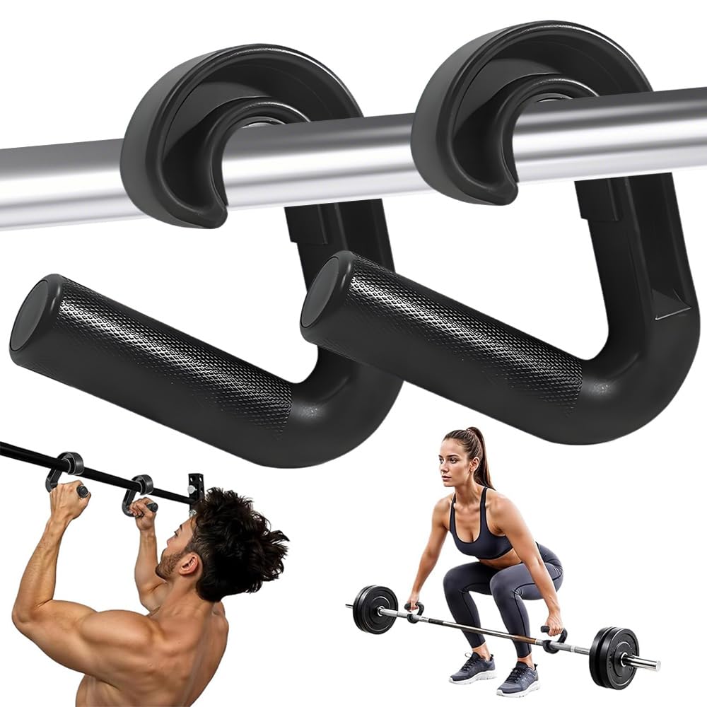 2 Maniglie Double D Fitness con Ganci a 90 Gradi, Maniglie Palestra, Impugnatura Neutra, Palestra Accessori in Nylon Composito, per Trazioni, Bilancieri e Fasce di Resistenza