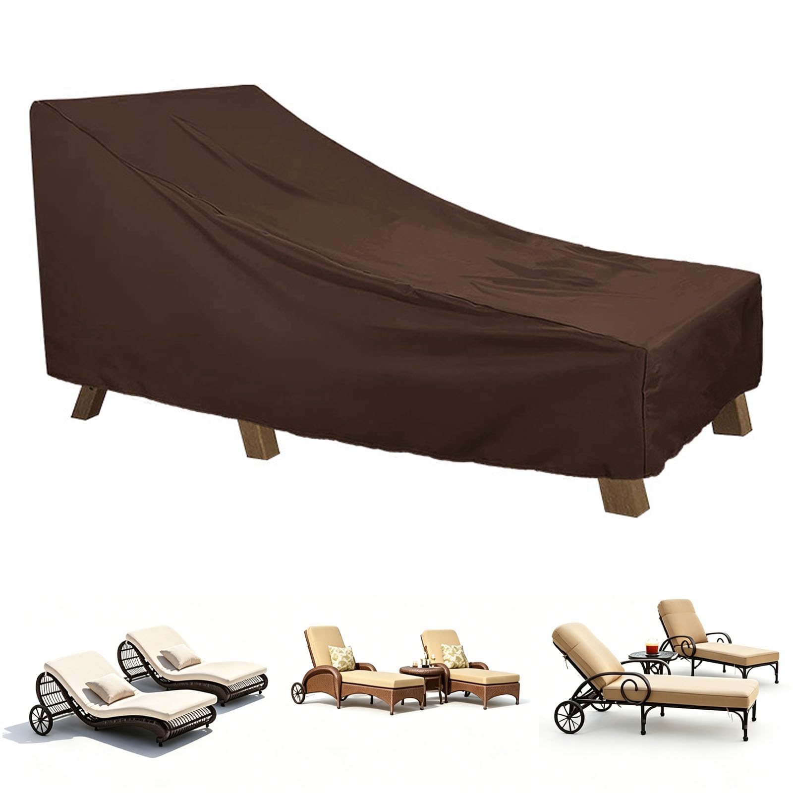 Waterproof Sunbed Covers for Sun Loungers,Outdoor Sun Lounger Cover,Oxford Fabric Garden Sunbed Protection Cover Waterproof Rattan Sun Lounger Covers (Size:210D-208x76x41/79cm,Color:Coffee)