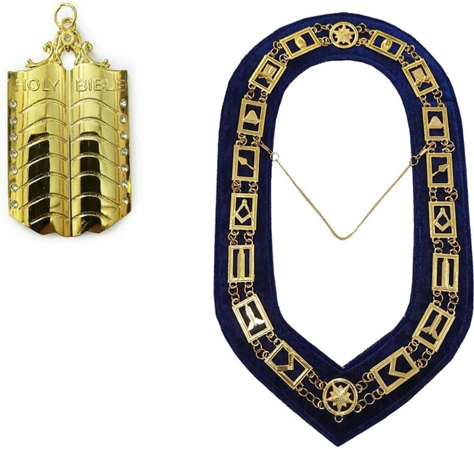 The Lux Blue Lodge Chaplain Officer Masonic Regalia – Golden Plated Chain Collar