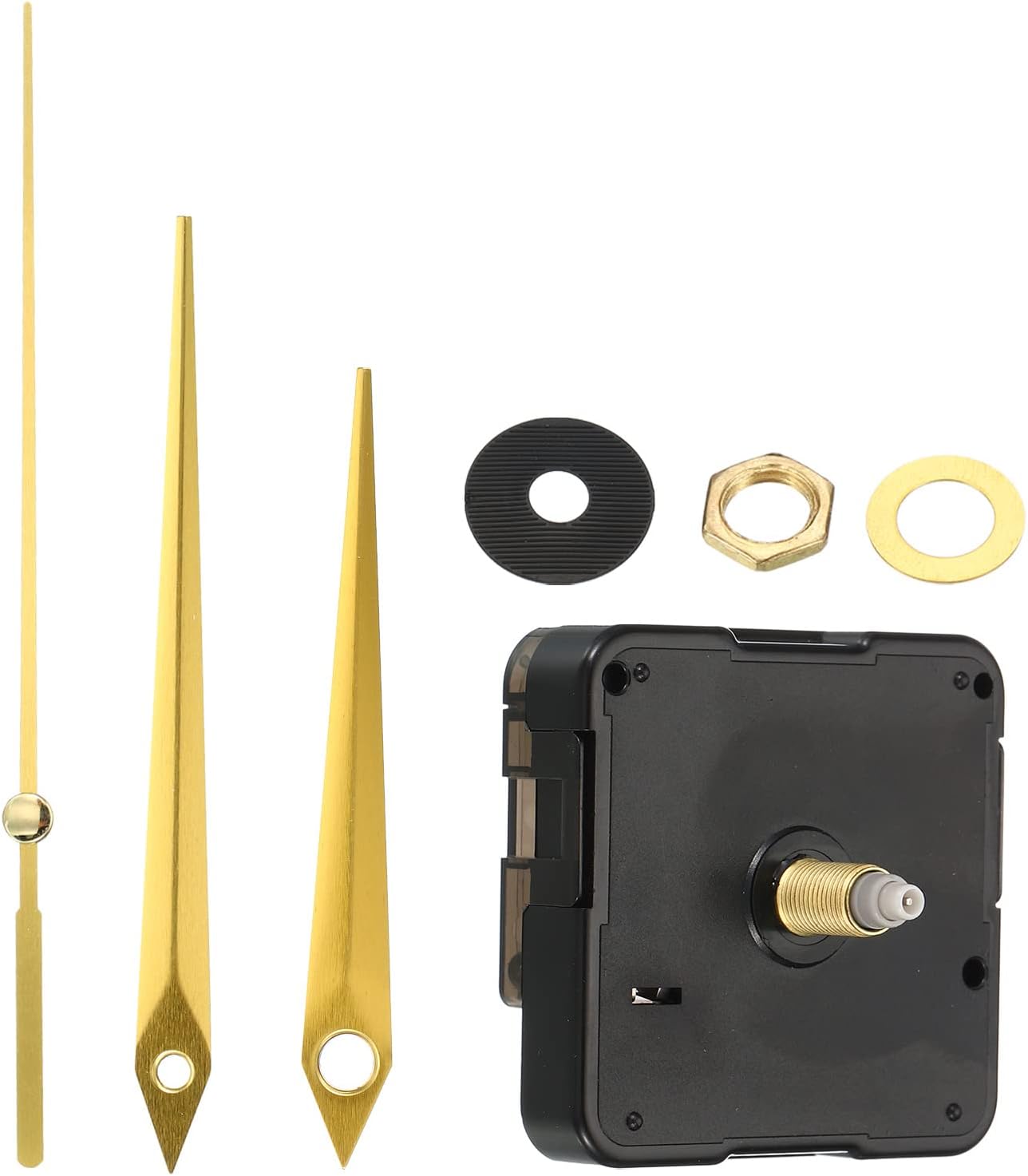 Clock Mechanism Replacement, Battery Operated Clock Mechanism Long Shaft Quartz Wall Clock Hands Motor Movement DIY Repair Parts Kit, Gold,01