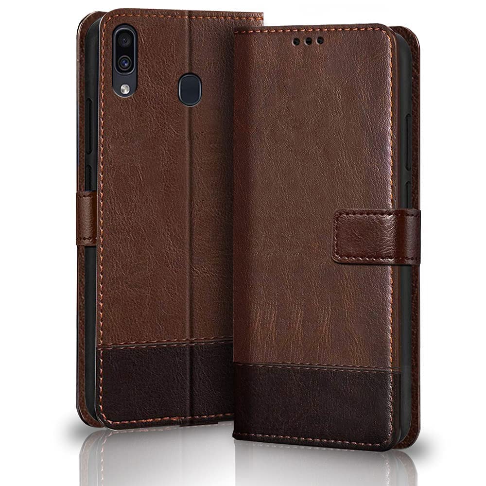 TheGiftKart Flip Back Cover Case for Samsung Galaxy A30 / A20 / M10s | Dual-Color Leather Finish | Inbuilt Stand & Pockets | Wallet Style Flip Back Cover for Samsung A30 / A20 / M10s (Brown & Coffee) (B09RK32S4Z) Amazon Price History, Amazon Price Tracker