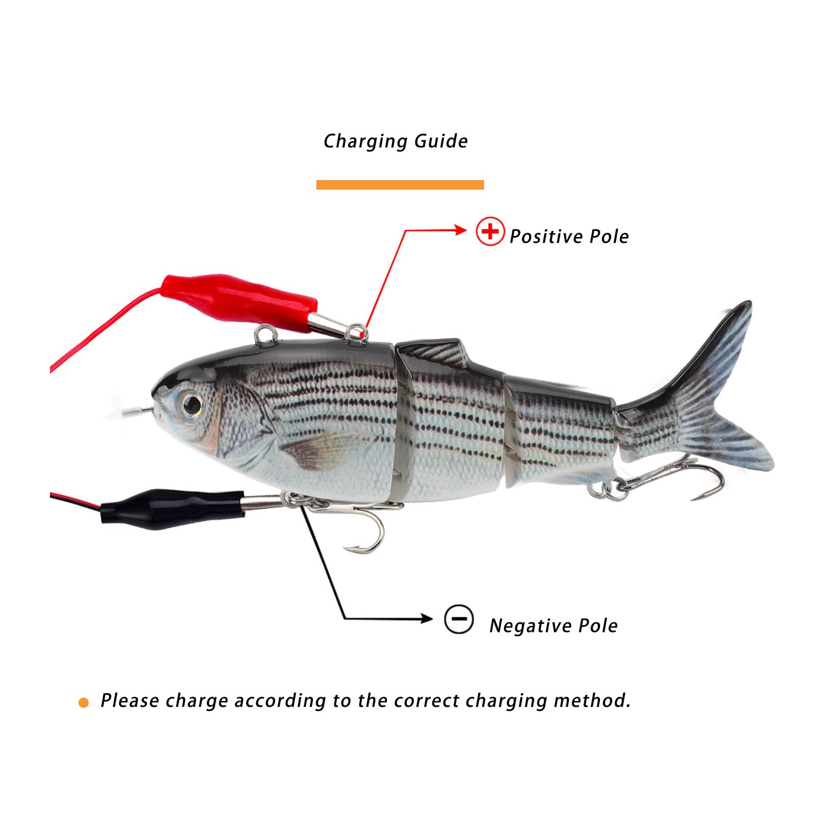 Esca da Pesca, Esca da Pesca Elettrica Ricaricabile Tramite USB Nuoto Automatico Esca per Spigola Realistica Luce a LED Wobbler Multi Snodato Swimbaits Esca D'acqua Dolce (BL-620)