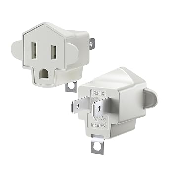 2 Prong to 3 Prong Outlet Adapter, SUPERDANNY ETL Listed 3-2 Prong Adapter, Fire-Retardant 392F PBT Material, Heavy Duty Wall Plug Adapter for Old Homes, Travel to Japan White 2-Pack