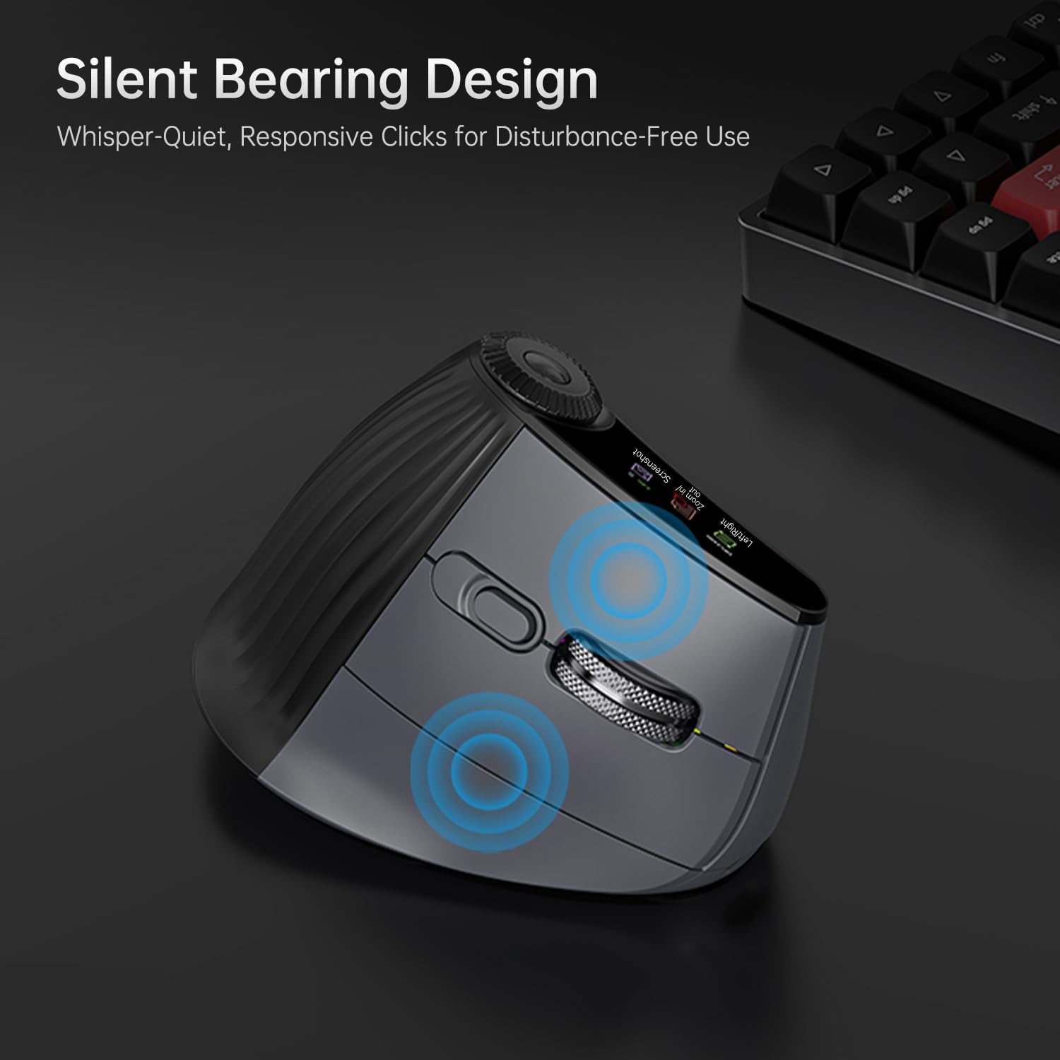 Mouse verticale ergonomico senza fili, ricaricabile Bluetooth ultraveloce scorrimento 4800 DPI, mouse Ergo 2.4G silenzioso clic 6 pulsanti mouse ottici RGB, 3 connettività multi-dispositivo