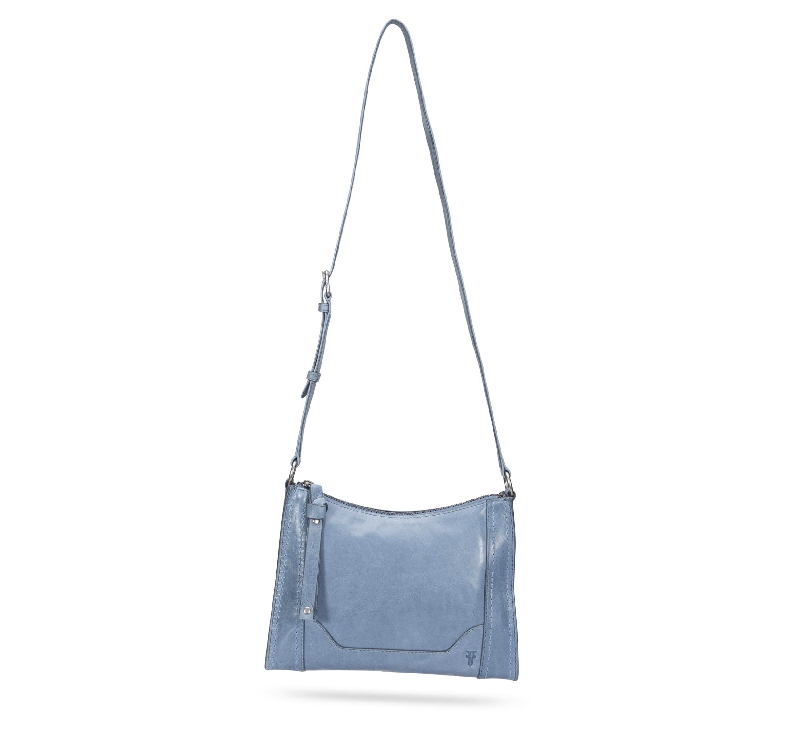 FRYE Women's Melissa Zip Crossbody, Washed Denim Leath, One Size