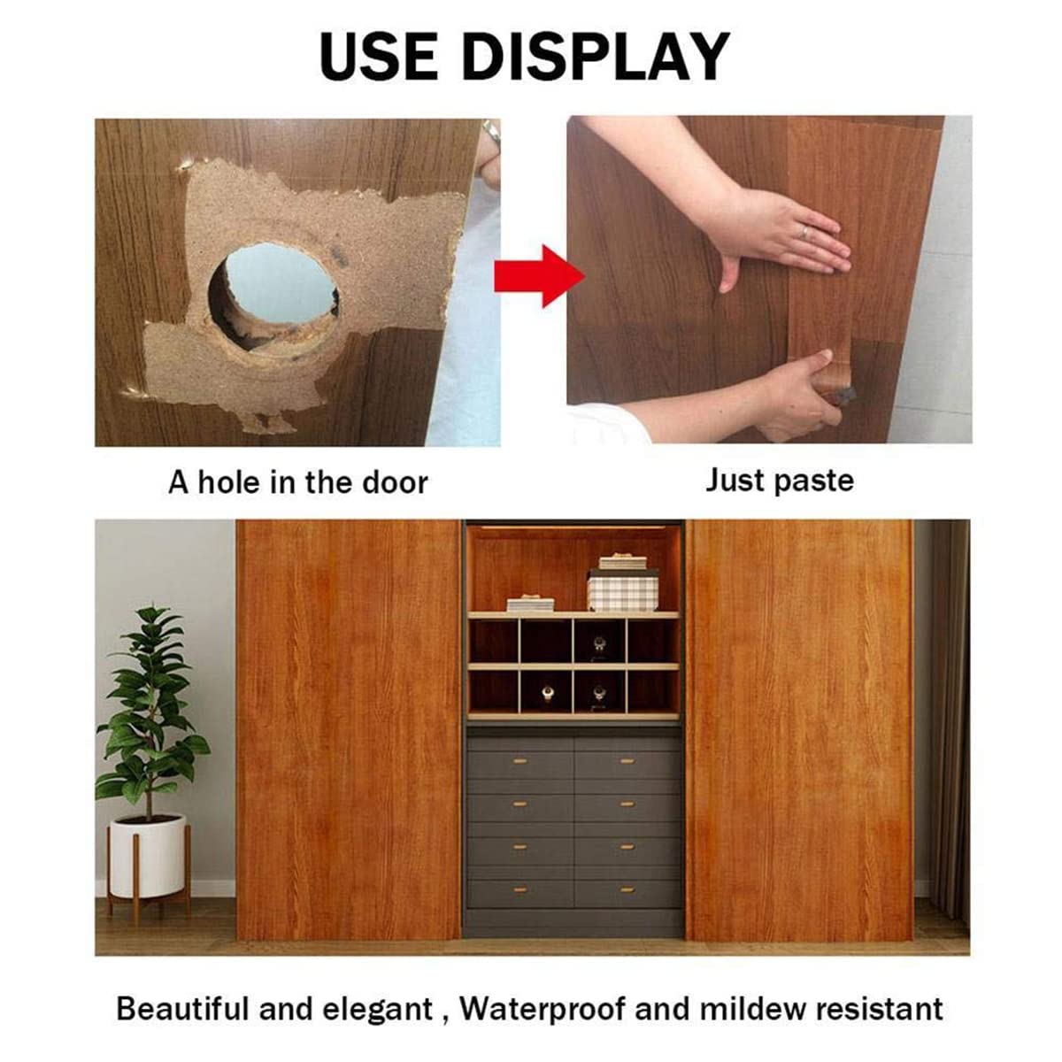 Guidre 2 Rollo De Cinta De ImitacióN, De Madera Marrón De 8 Cm * 4,57 M, Cinta De ReparacióN Se Utiliza Para Muebles De Hogar, Puertas De EnfermeríA, Mesas Y Sillas