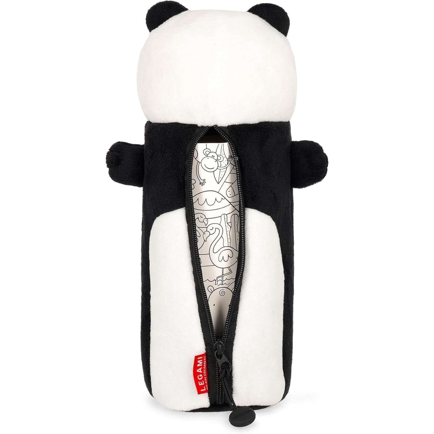 LEGAMI Super Soft Pencil Case & Erasable Gel Pens | Set of 5 Cute Animal Pens with Thermosensitive Ink + Plush Pencil Case | Back to School Supplies for Girls, Boys, Kids & Teens (Panda) - Image 2