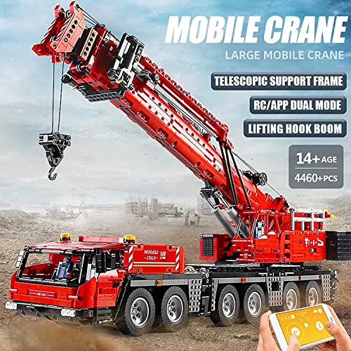 RcBrick Technik LKW Kran Modell, 4460 Teile Technik Schwerlastkran Technic Ferngesteuert Kranwagen mit 5 Motor Moc… – Bild 3