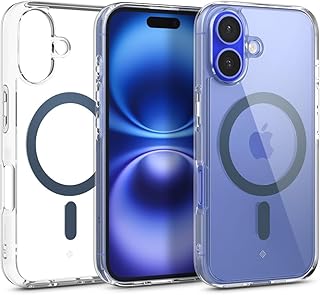 جراب موبايل شفاف مغناطيسي لموبايل آيفون 16 متوافق مع ماج سيف، جراب حماية رفيع جدا من سيليكون وبولي يوريثين مقاوم للحرارة ناعم، جراب حماية مضاد للصدمات والخدش والانزلاق (شفاف)