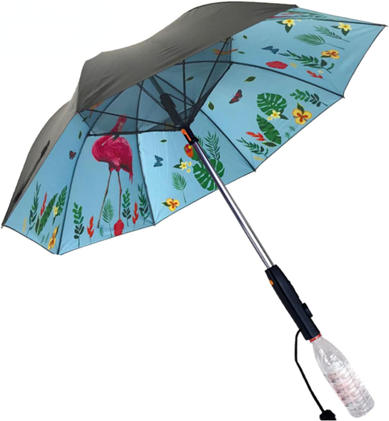 Folding Umbrella Built-in Fan Long Handle Umbrellas Anti-UV Spray Fan Cooling Battery Umbrella for Golf Beach Patio Garden,J