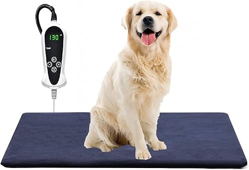 PetHeating Pad para perros y gatos con temporizador, temperatura ajustable, cama eléctrica para gatos y perros, alfombrilla impermeable para cama