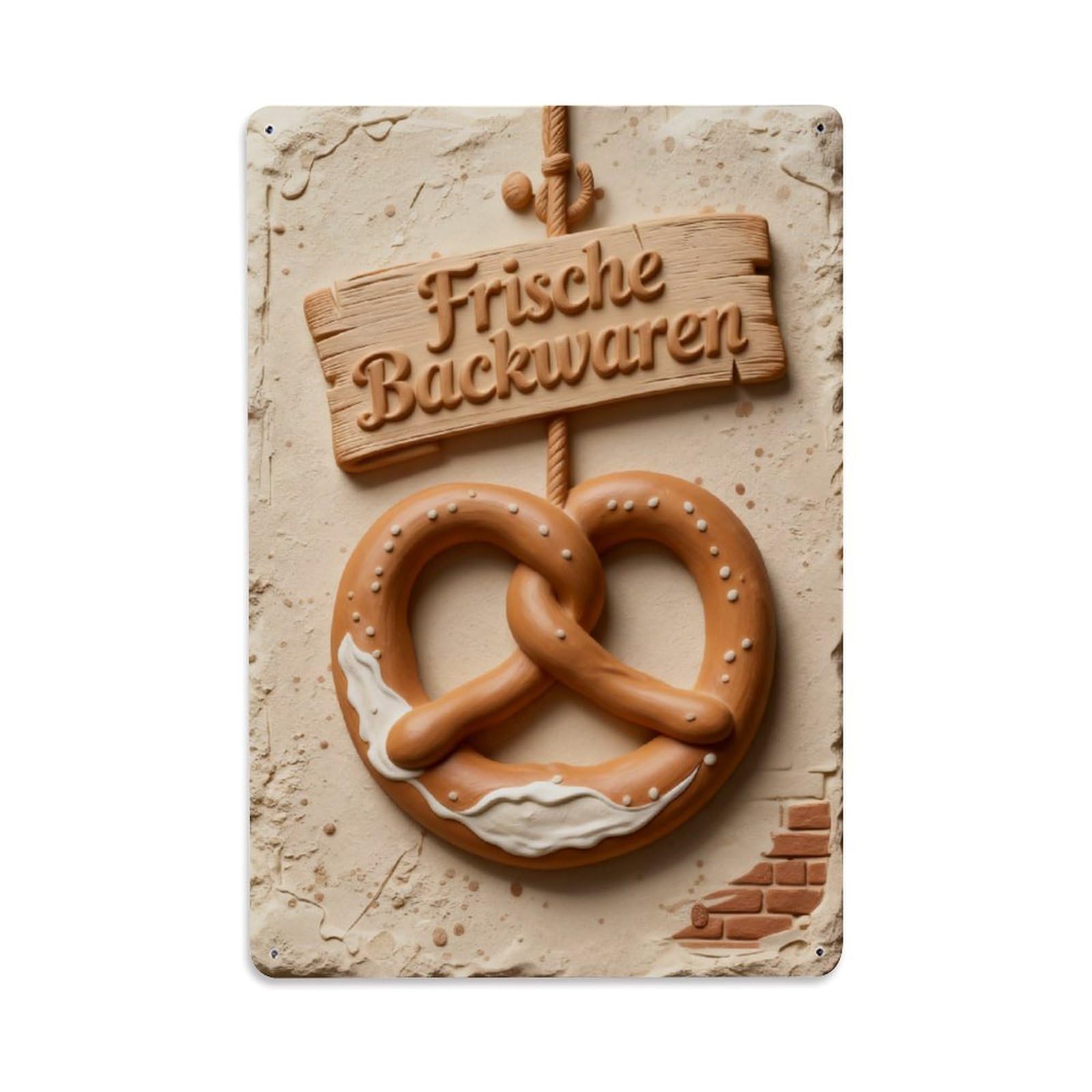 Freshly Baked Pretzel Sign Vintage Metal Tin Sign Retro Wall Decor, Bar Garage Cafe Kitchen Home Wall Art Poster Decoration 8x12inches