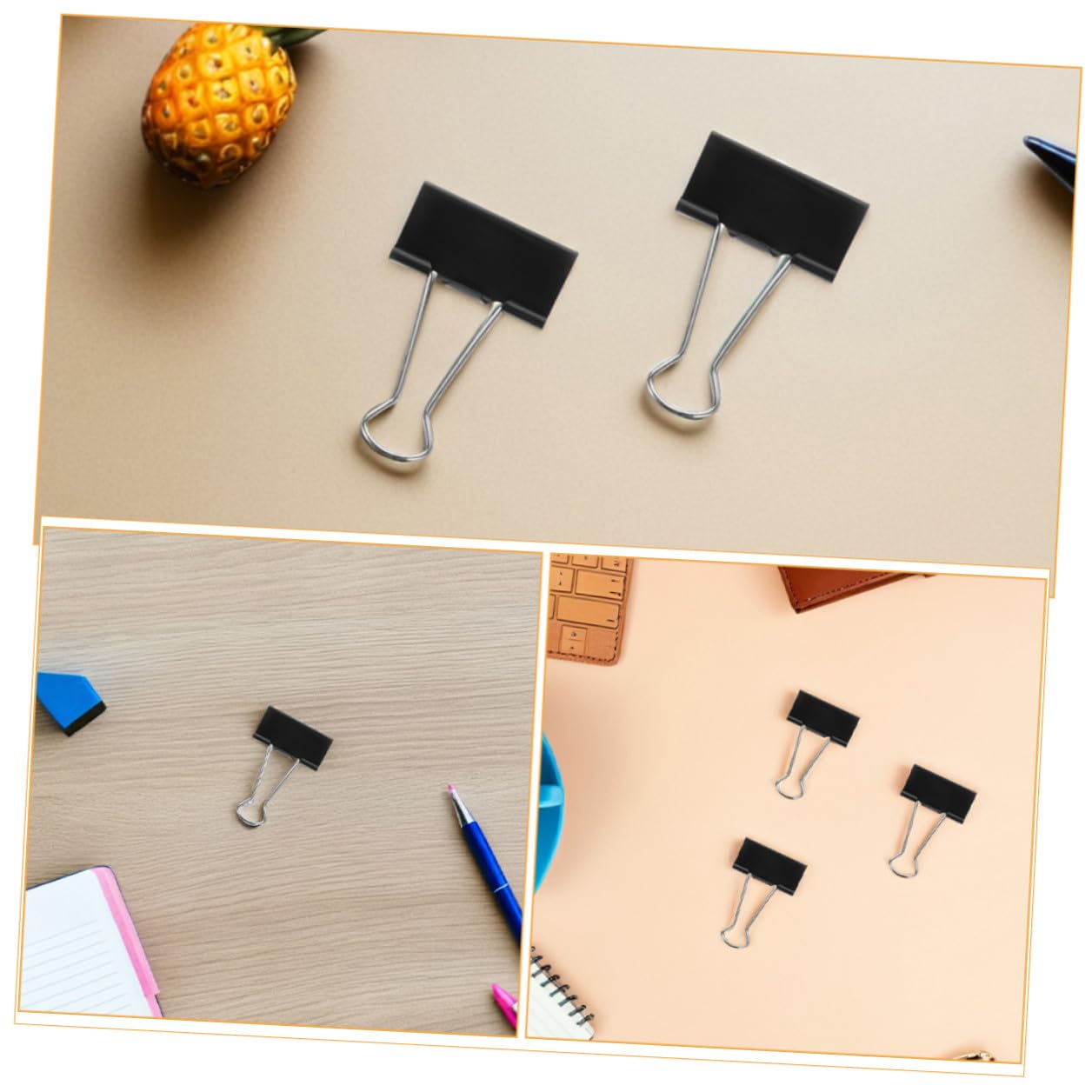 Clips de Carpeta de Metal Negros 60 Pcs para Oficina | Tamaño 41mm, Agarre Seguro y Reutilizable, Organización de Archivos, Facturas y Recibos