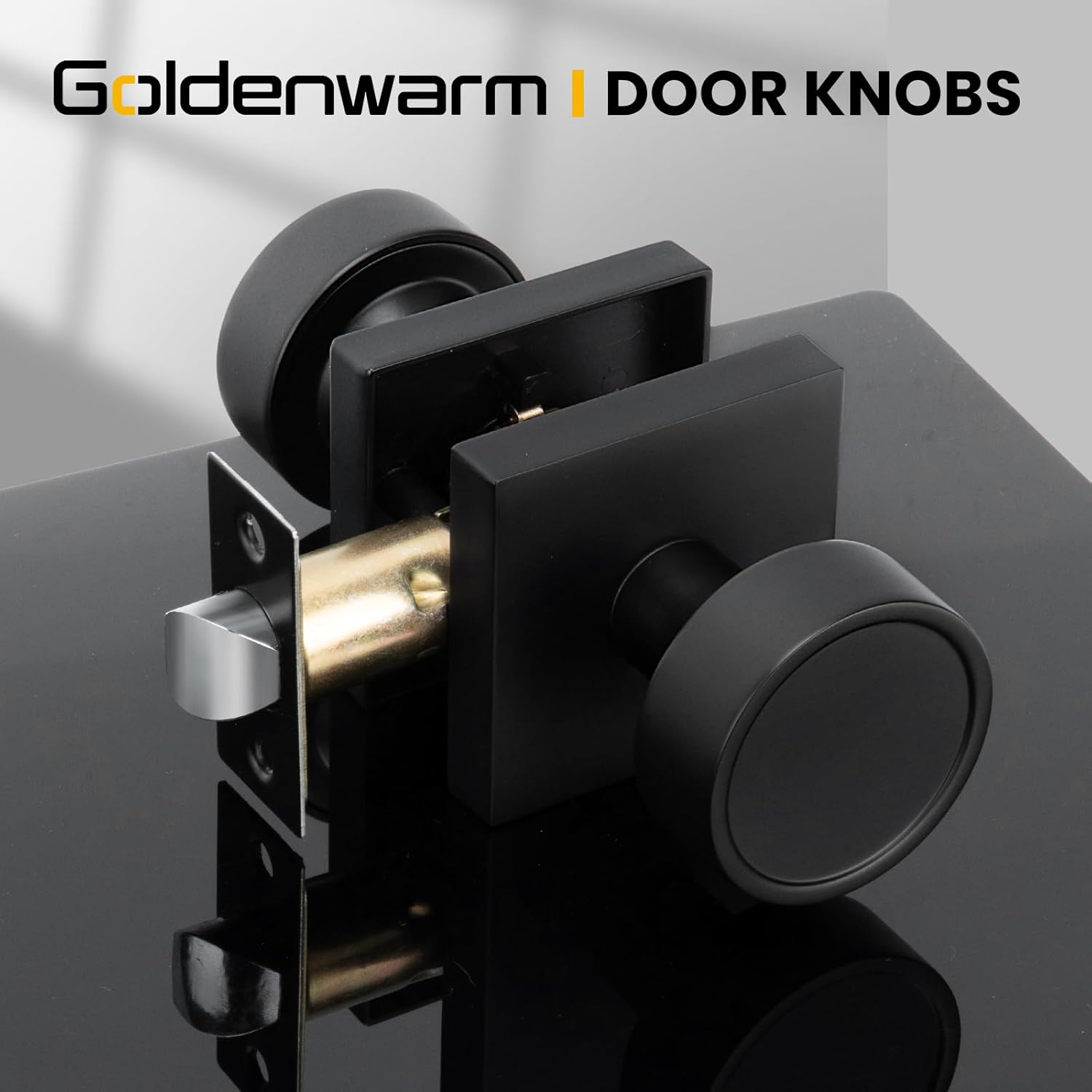 Goldenwarm Black Closet Door Knobs Interior, Matte Black Passage Interior Door Knobs, Heavy Duty Zinc Alloy Indoor Doorknobs for Closet, Hall, 6 Pack Matte Black 6 Passage