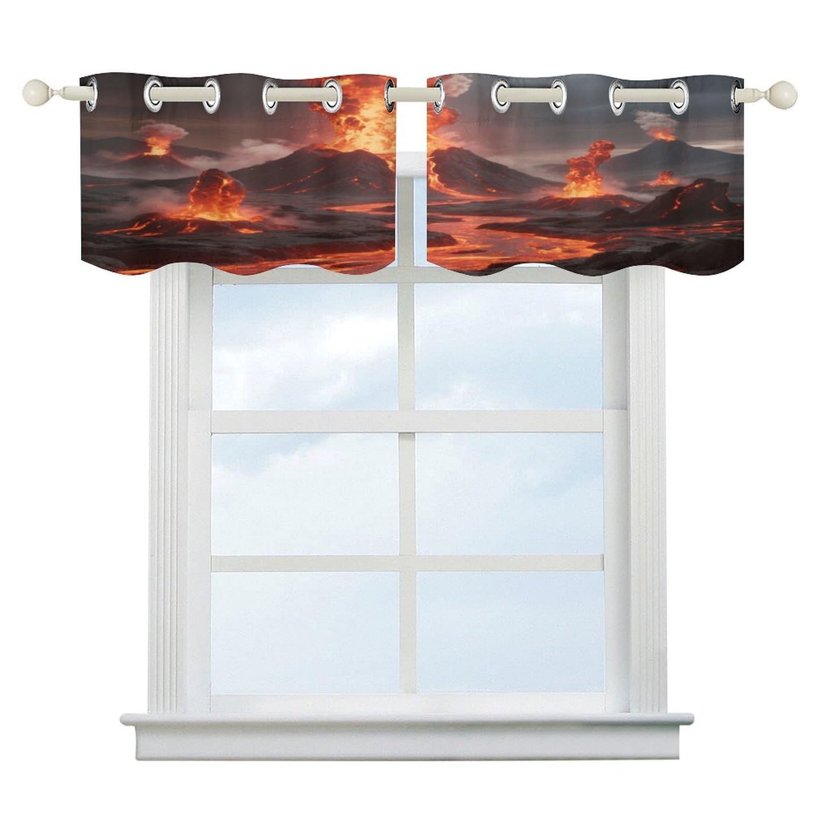 Fekiloot Style Volcanic Plateau Short Curtains Valance Curtain