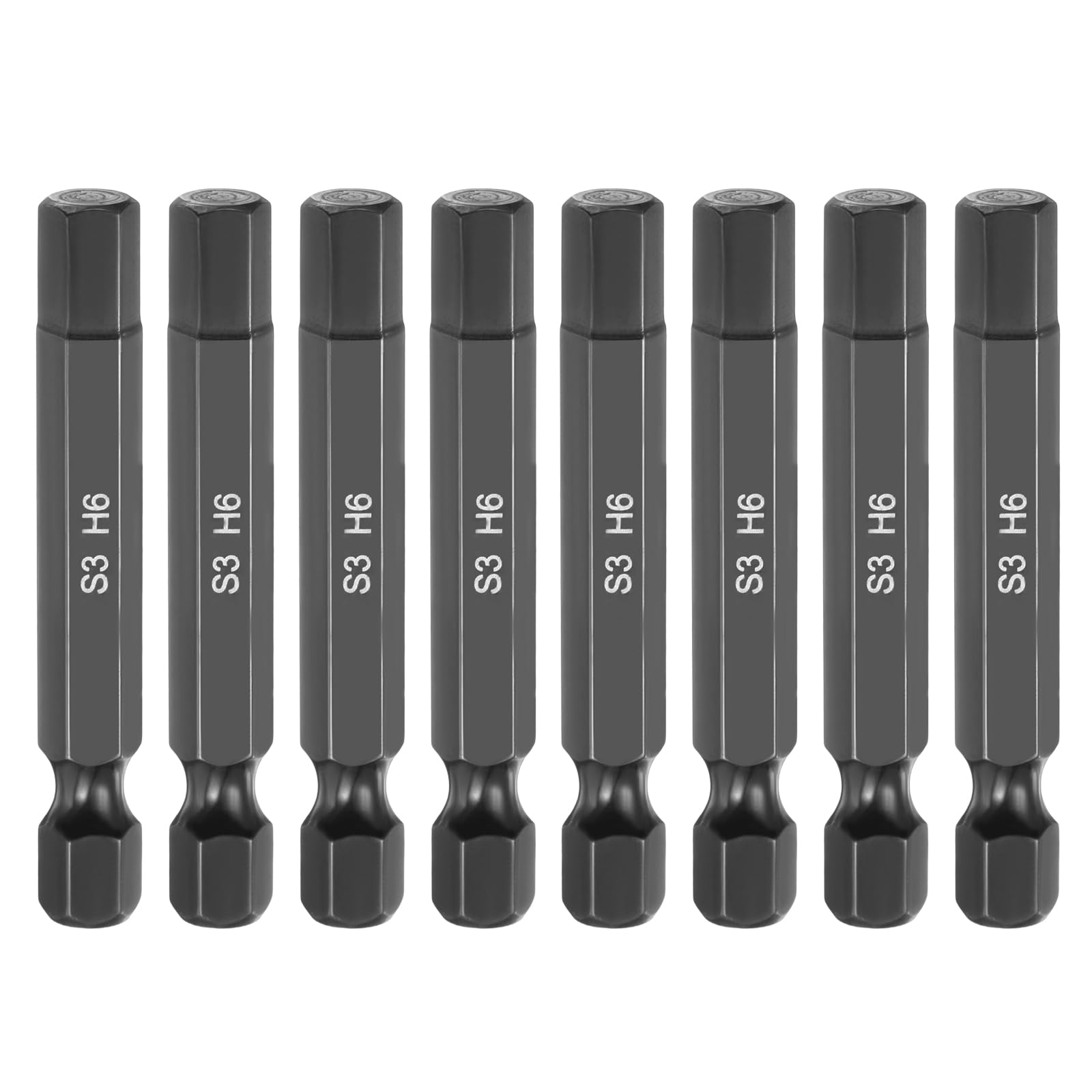 sourcing map 8pcs Flat Hex Head Drill Bit H6 (6mm) Magnetic Tip 1/4" Hex Shank 50mm (2") Long Mirror Polished Metric Hexagonal Screw Driver Screwdriver Bits Wrench Electric Power Tools