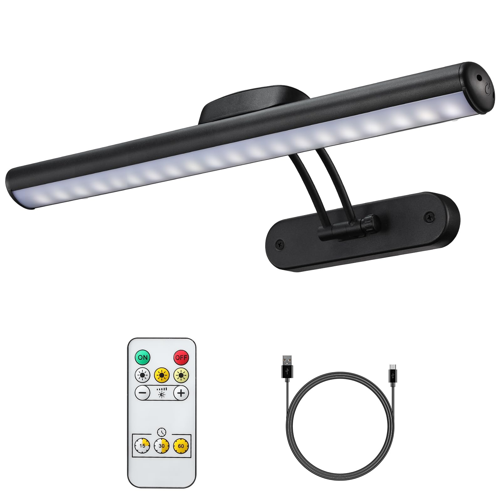 MIOBLUE Rechargeable Picture Light with Remote, Wireless Battery Art Display Lamp with Remote Control, Dimmable/Timer Off Painting Dartboard Light, 3 Lighting Modes Full Metal