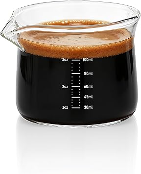 BCnmviku 3OZ Espresso Cup 100ML Shot Glass Measuring Cup, Small Clear Graduated Beaker with Precise Markings,Heat-Resistant Borosilicate Glass for Kitchen Baking, Lab Experiments
