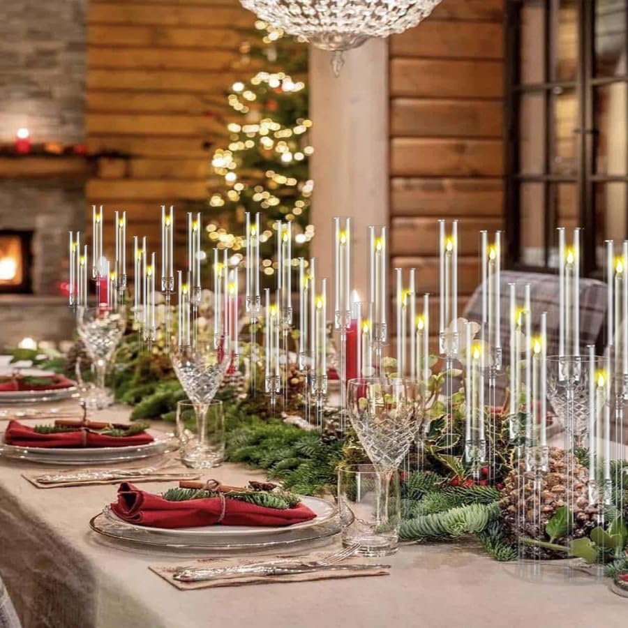 Miniatura 5 de Centro de mesa de candelabro acrílico para mesa, 5 brazos, candelabros transparentes, soportes para centro de mesa de boda, para fiesta, baby