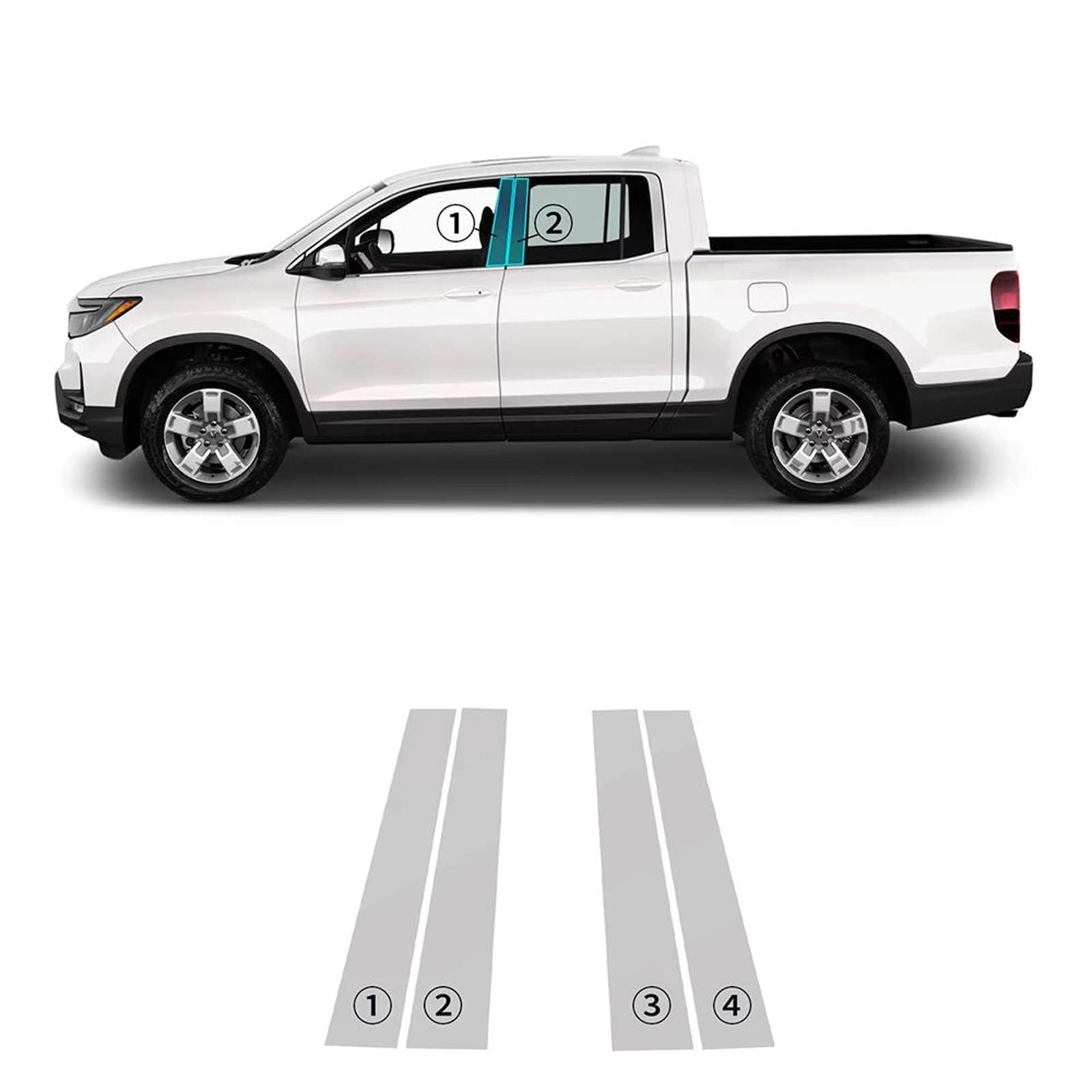 Film pilier B C Honda Ridgeline anti-rayure pour montants de porte