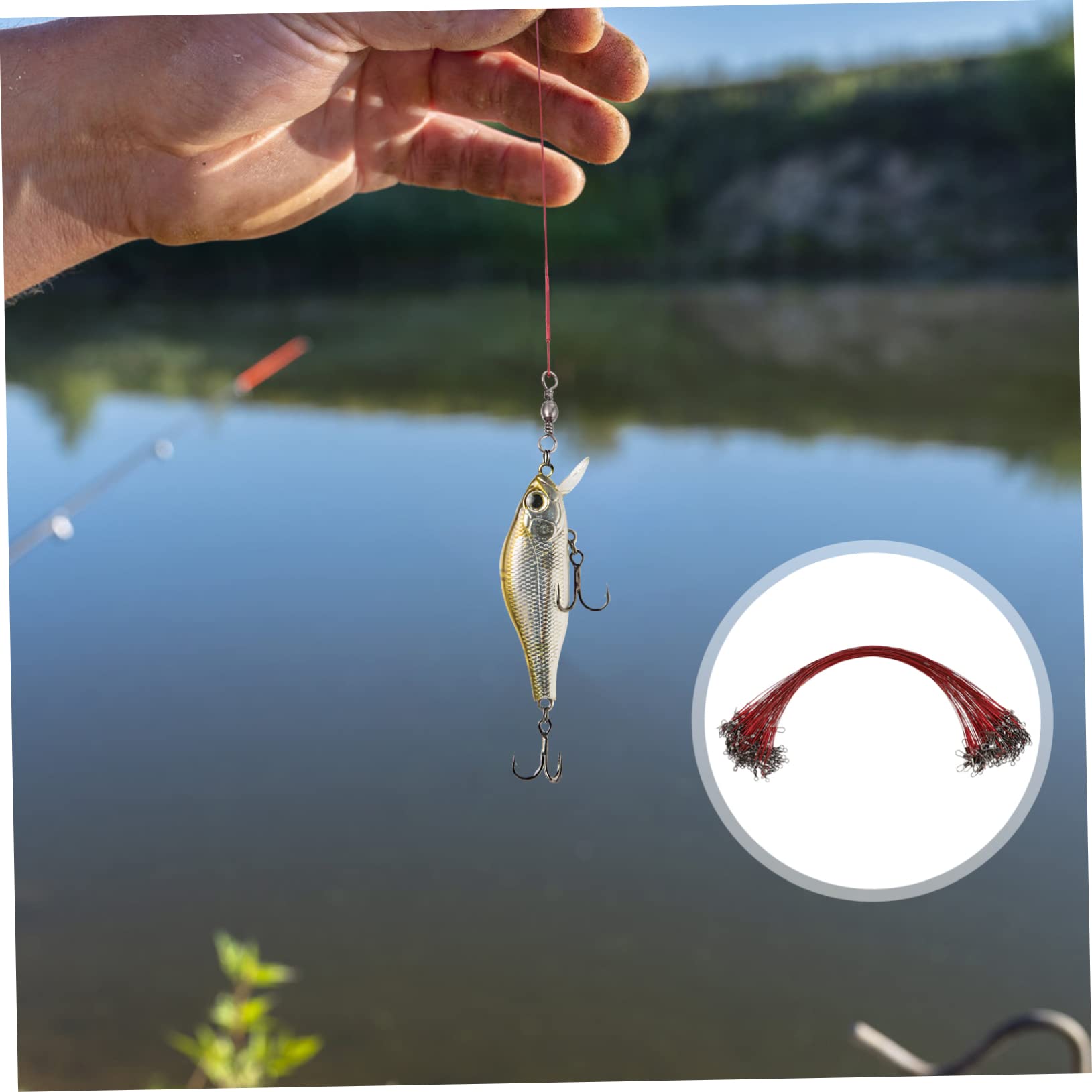 GOOHOCHY 100 Pcs Fishing Wire Trace Leader Pin for Wire Fishing Rigs Tackle Accessory