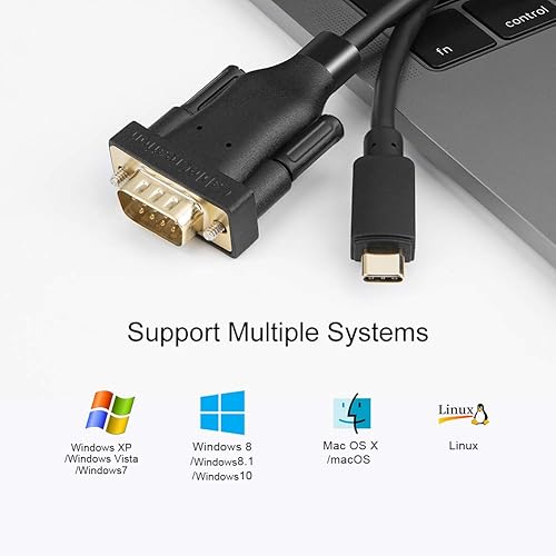 Miniatura 3 de CableCreation Adaptador serie USB C a RS232 con chip PL2303 de 10 pies, cable convertidor USB DB9 Thunderbolt 3 puerto compatible con MacBook Pro,