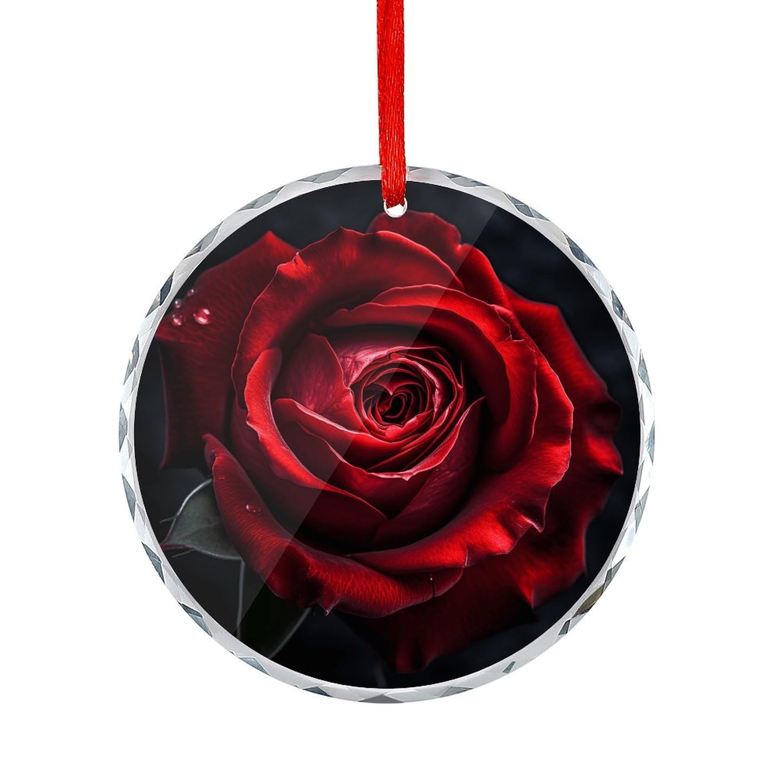 Fodpand Women's Style Flowers On Black Background Round Glass Ornament Keepsake Gift Exchange Ideas Car Decor,Christmas Ornaments For Tree Window Garden Ornaments