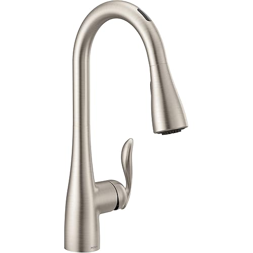 Moen Arbor Spot Resist Stainless Smart Faucet Touchless Hands-Free Kitchen Faucet with Pull Down Sprayer Featuring Voice Control and Power Boost, 7594EVSRS