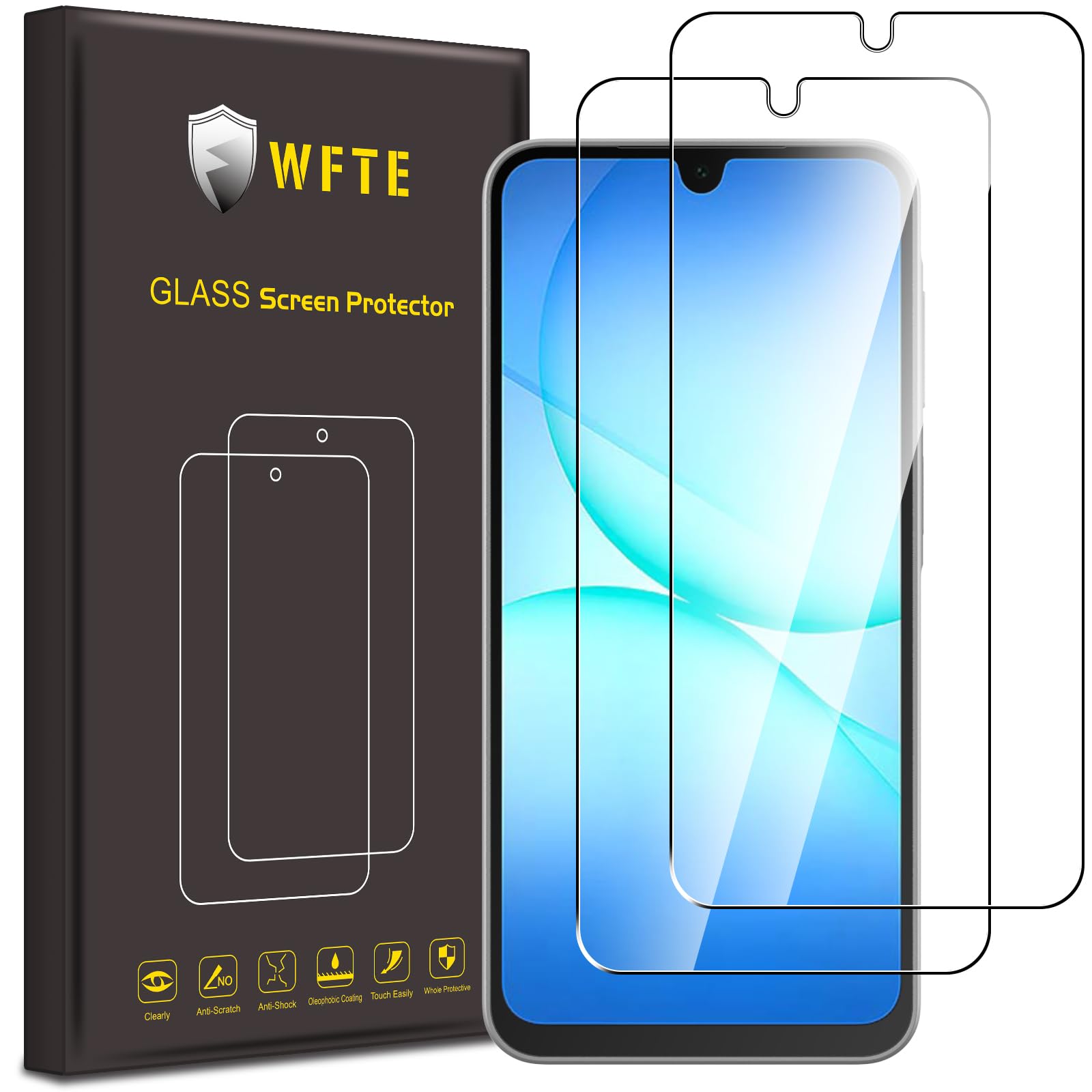 WFTE [2-Pack Screen Protector for Samsung Galaxy A16/A17/A26 5G & 4G,Anti-Scratch,HD Clear,Anti-fingerprint,Bubble-Free,Dust-Free Premium Screen Protector Tempered Glass for Samsung A17 5G