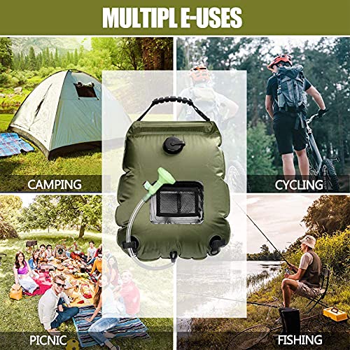 Wassertaschen 20L Outdoor Camping Wandern Solar Duschenbeutel Heizung Camping Dusche Klettern Hydratation Tasche Schlauch Umschaltbare Duschkopf Campingdusche 492 (Color : 20L White)
