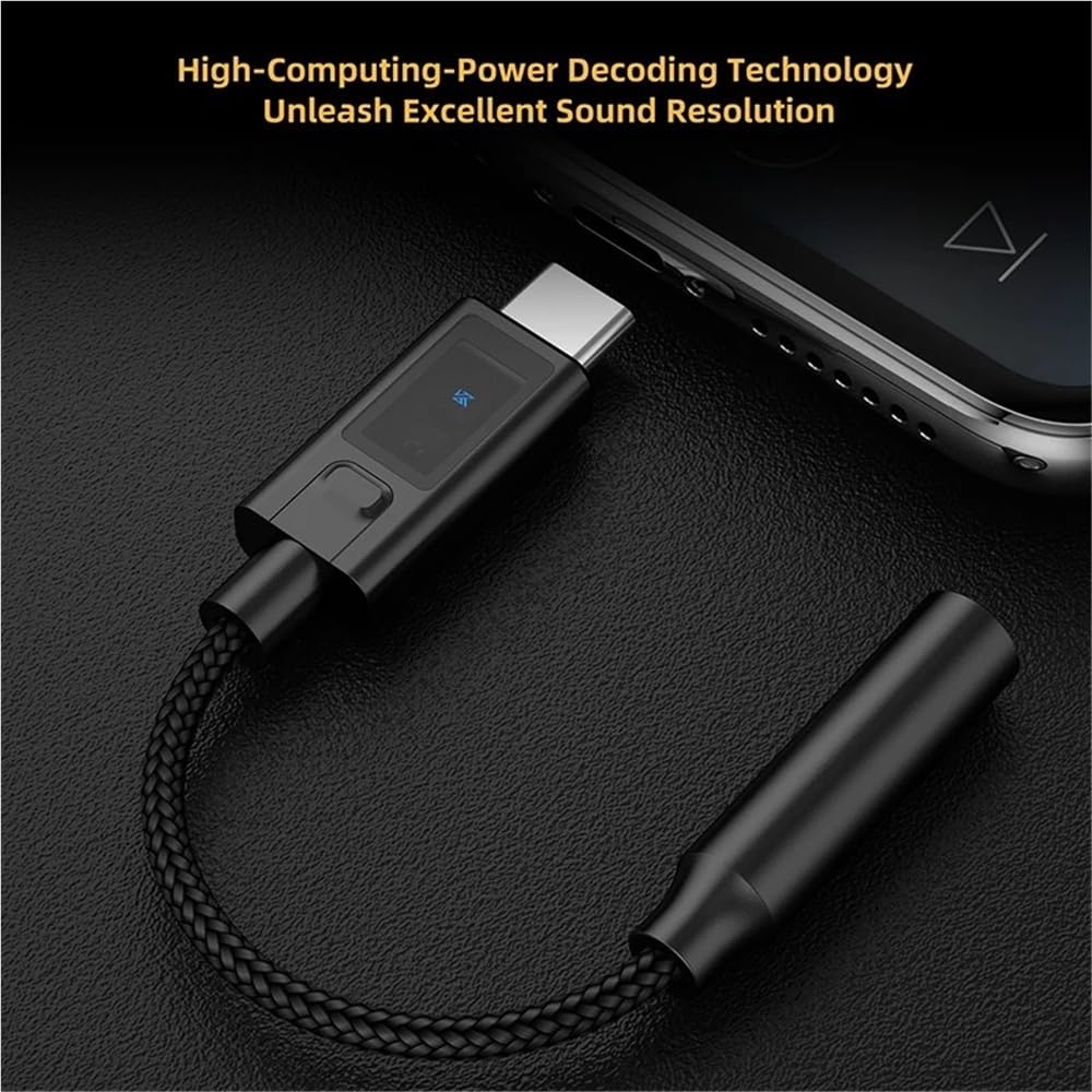 KZ AM02 - Adattatore audio da USB C a 3,5 mm, dongle DAC con modalità EQ a 4 stadi, amplificatore portatile per cuffie Hi-Fi, 96 kHz/24 bit, decodifica senza perdita per iPhone 15/telefoni