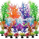 PietyPet Plantas acuáticas Artificiales, 21 Piezas Plantas de Acuario Decoraciones plásticas del Tanque de Peces, Planta de simulación Viva Criatura Acuario Paisaje, Pequeña a grande, 4 a 30cm