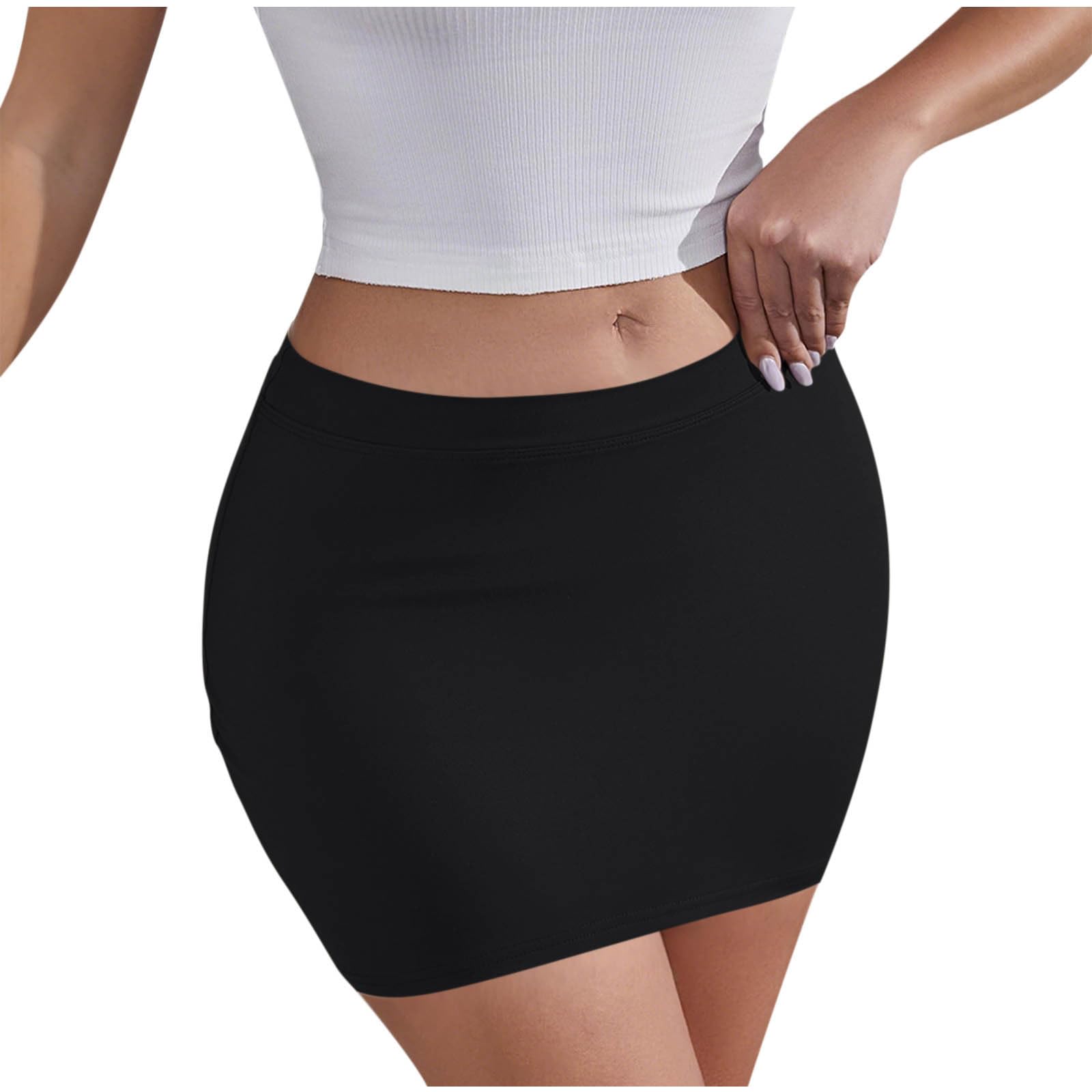 HGps8w Womens 2025 Summer Sexy Bodycon Mini Skirt Trendy Casual Elastic Waist Short Clubwear Dress Skirts