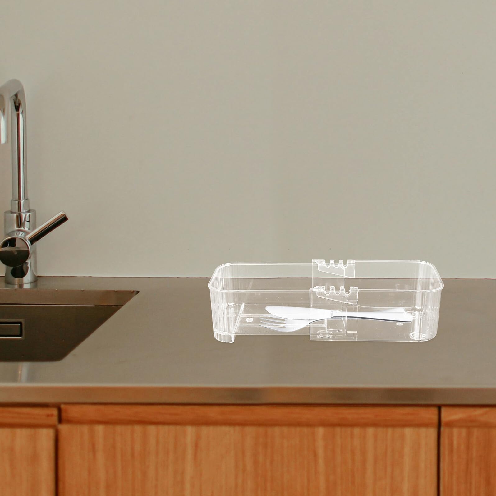 Garneck 3 Piezas Organizadores Transparentes para Divisores de Almacenaje de Pet Bandejas para Cubiertos y Oficina Fácil Limpieza y Uso Cocina y Escritorio
