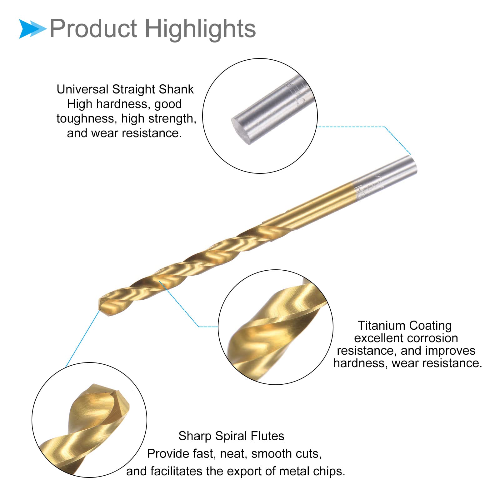 4-22 Hexagon Shank -HSS Titane Enduit Étape Foret D'outils De Forage Pour Le Métal En Acier