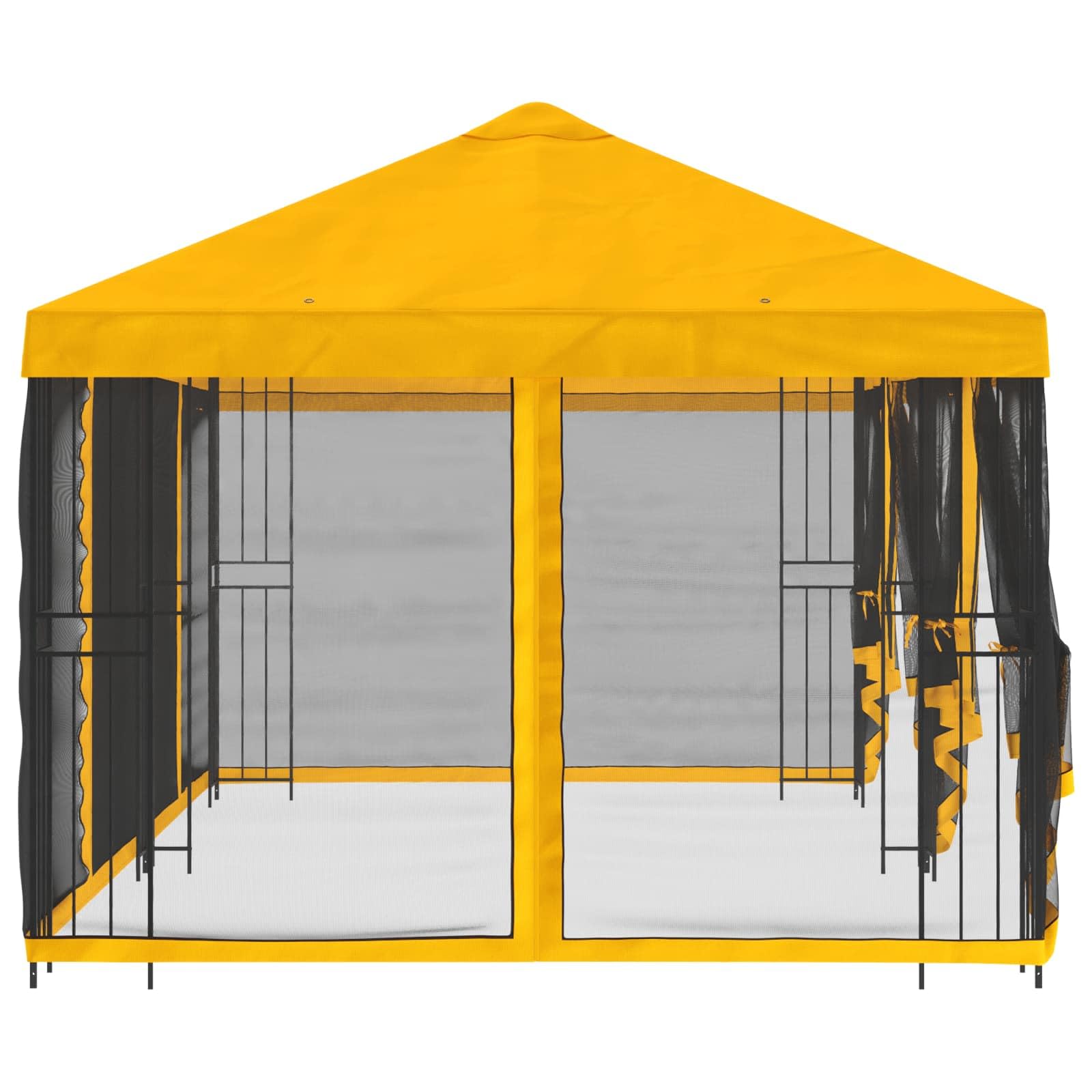 Gazebo 6 x 3 m Jaune Polyester Acier 190 GSM avec Parois en Maille