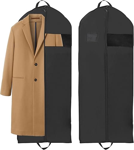 PATIKIL Bolsa de ropa extra larga de 60 pulgadas para almacenamiento en armario y viajes, paquete de 2 bolsas impermeables con ventana transparente