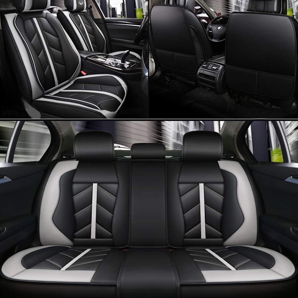 Universal 5-Seat Car Seat Covers Full Set | PU Leather | Padded & Waterproof | Front & Rear Seats With Headrest Covers