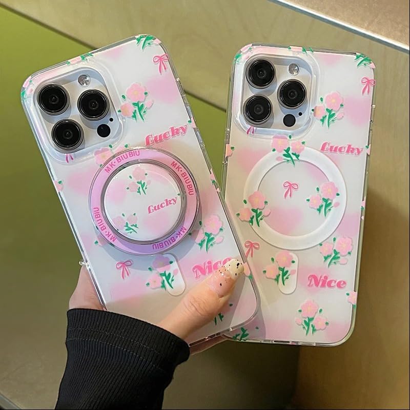 Image of PEEPERLY Back Cover Case for iPhone 13 Pro Max Scratch Resistant Anti-Slip TPU Shockproof Protective Durable Lucky Nice Floral Heart Case for Girls & Women