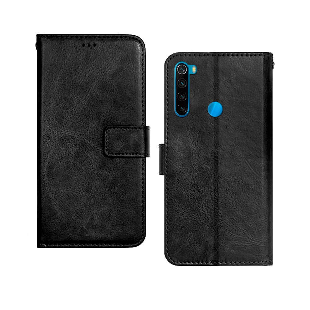 Pinaaki Enterprises Redmi Note 8 Flip Case | Premium Leather Finish | with Card Pockets | Wallet Stand |Complete Protection Flip Cover for Redmi Note 8 - Black