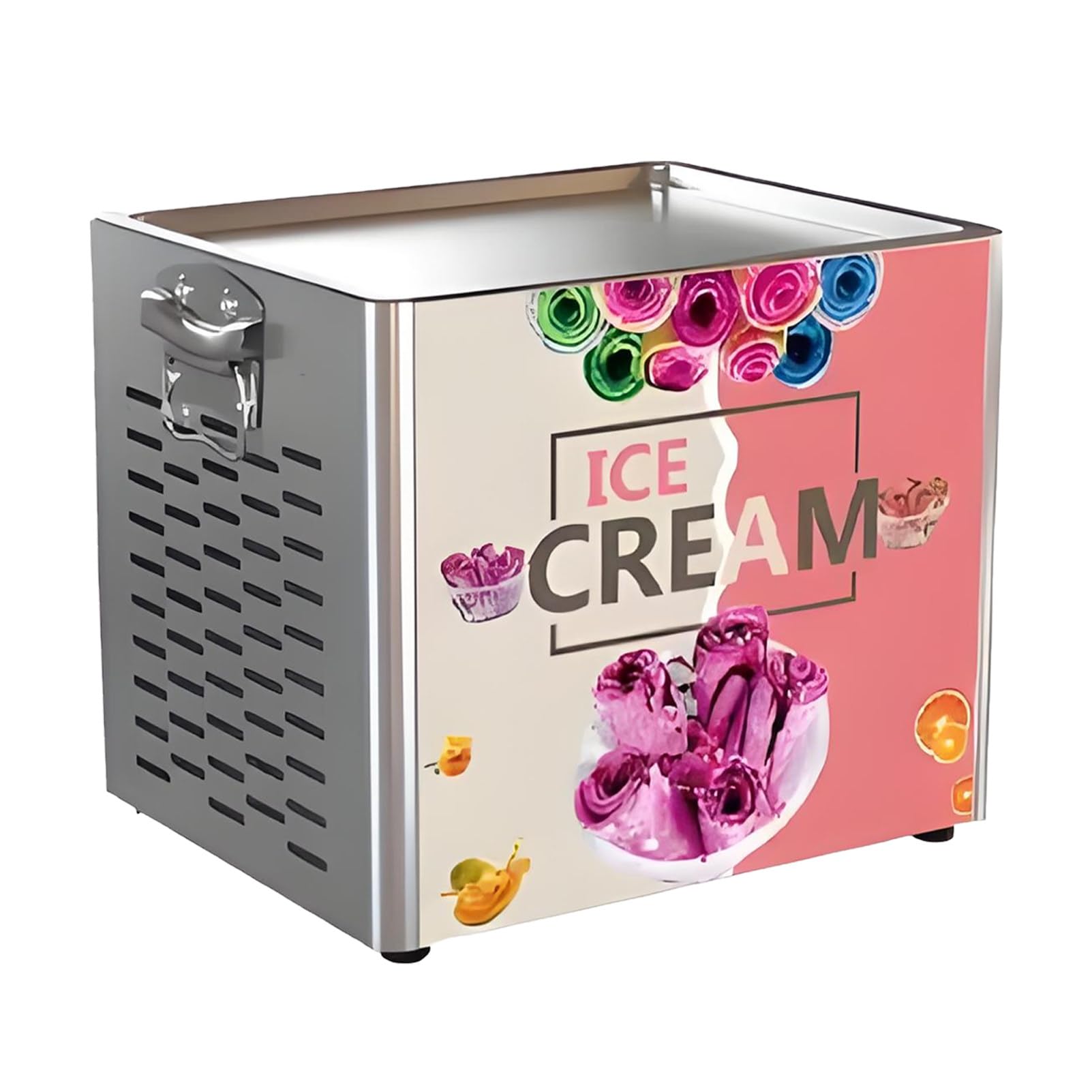 Ofyphth Commercial Fried Ice Cream Machine, Electric Yogurt and Smoothie Maker, Stainless Steel Tabletop Freezer, Low Noise, for Sorbet, Frozens Yogurt, Gelato.