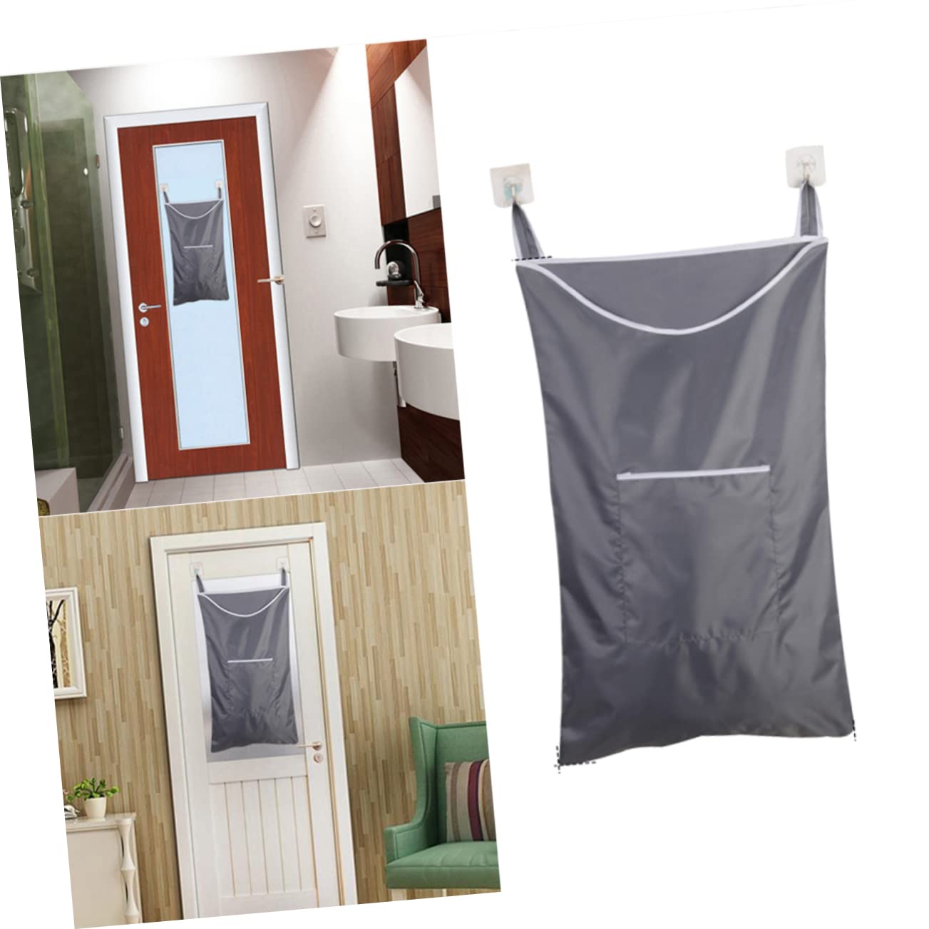 TOPBATHY 3pezzi Borsa Per Biancheria Sporca Grigio Pratica e Semplice Per Riporre Vestiti e Oggetti Per Casa e Lavanderia Maniglie Comode Per Facilitarne Trasporto