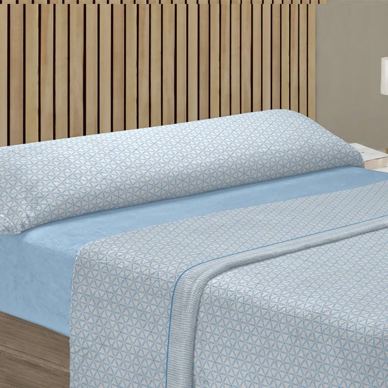 Rufino Díaz Juego Sábanas Pirineo Triángulos Invierno 3 Piezas - Azul, 90 cm