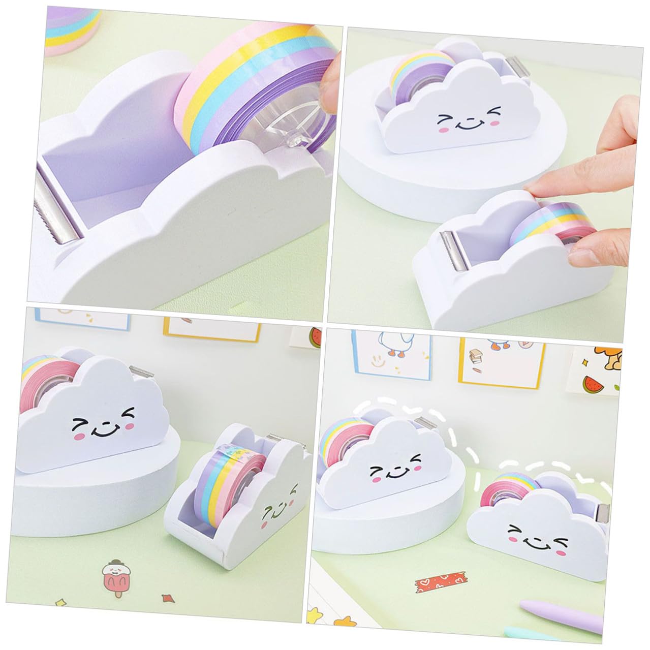 jojofuny 10 Set Dispenser Nastro Adesivo con Taglierina Plastica Resistente Supporto per Sticker e Scuola per Progetti Creativi